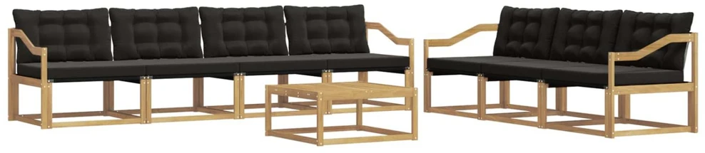 Lauko sofos komplektas 8 vnt. Balta ir juoda