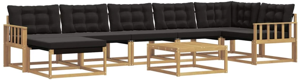 Lauko sofos komplektas 8 vnt. Balta ir juoda