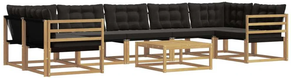 Lauko sofos komplektas 8 vnt. Balta ir juoda