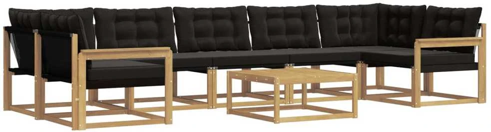 Lauko sofos komplektas 8 vnt. Balta ir juoda