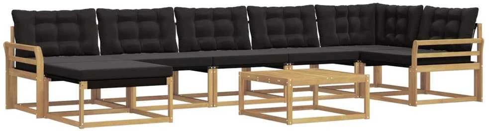 Lauko sofos komplektas 8 vnt. Balta ir juoda