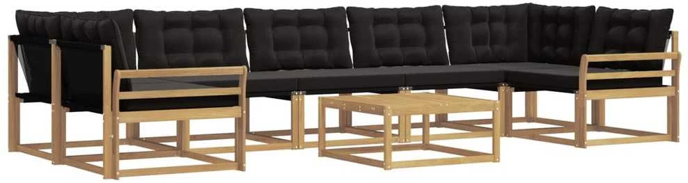 Lauko sofos komplektas 8 vnt. Balta ir juoda
