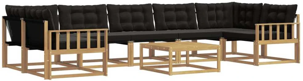 Lauko sofos komplektas 8 vnt. Balta ir juoda