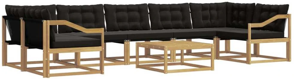 Lauko sofos komplektas 8 vnt. Balta ir juoda