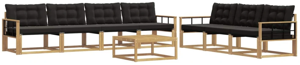 Lauko sofos komplektas 8 vnt. Balta ir juoda
