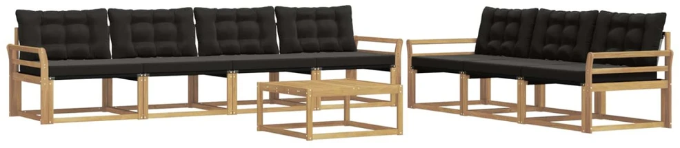 Lauko sofos komplektas 8 vnt. Balta ir juoda