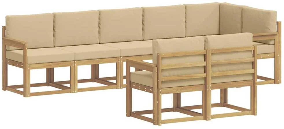 Lauko sofos komplektas 8 vnt. Balta ir kreminė Poliesteris