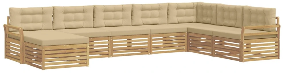 Lauko sofos komplektas 8 vnt. Balta ir kreminė