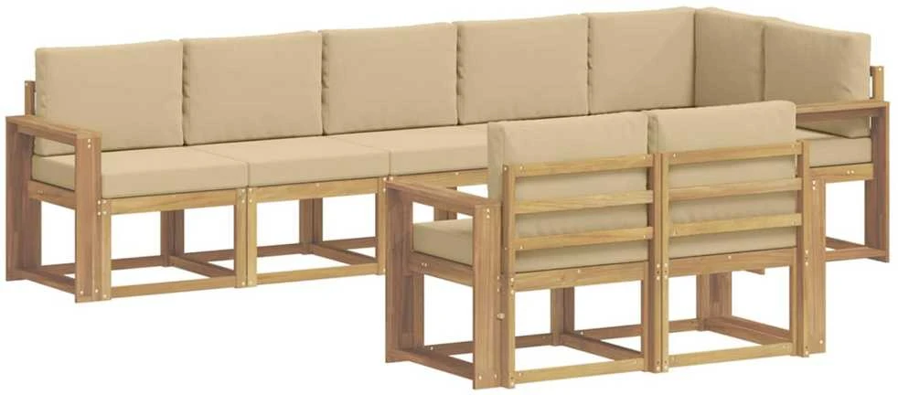 Lauko sofos komplektas 8 vnt. Balta ir kreminė Poliesteris