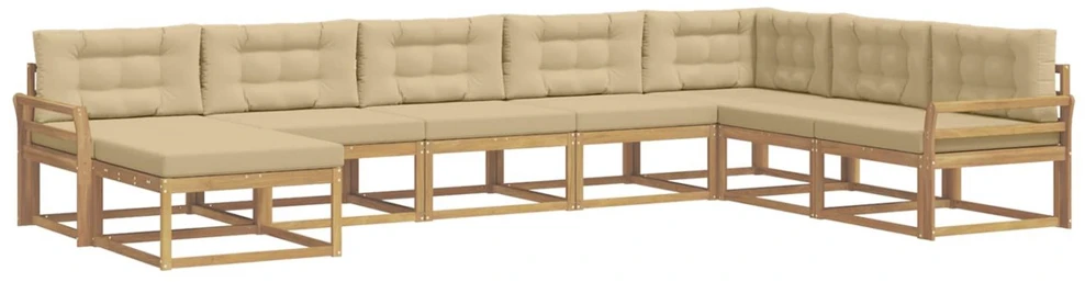 Lauko sofos komplektas 8 vnt. Balta ir kreminė