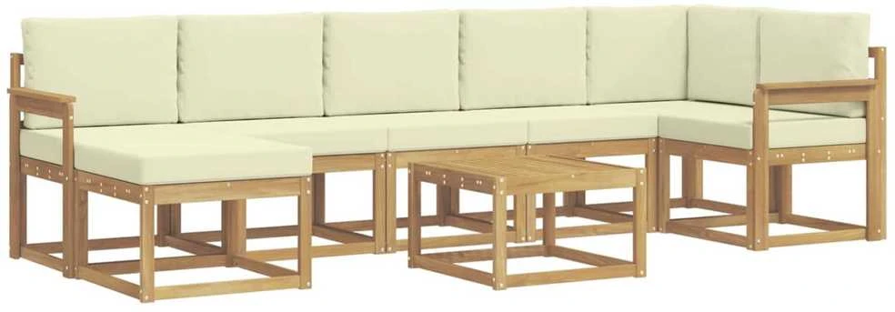 Lauko sofos komplektas 8 vnt. Balta ir kreminė Poliesteris