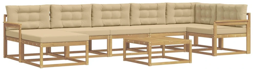 Lauko sofos komplektas 8 vnt. Balta ir kreminė