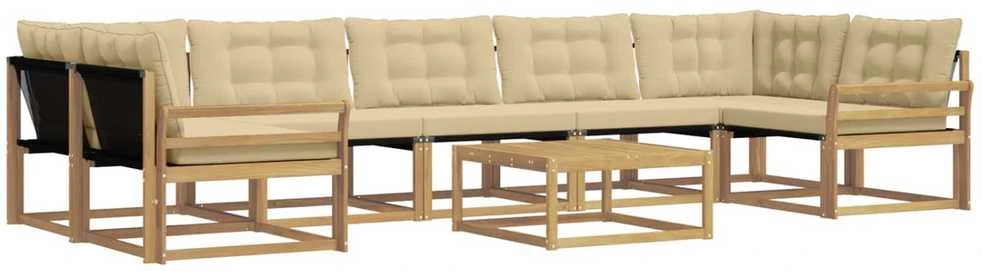 Lauko sofos komplektas 8 vnt. Balta ir kreminė