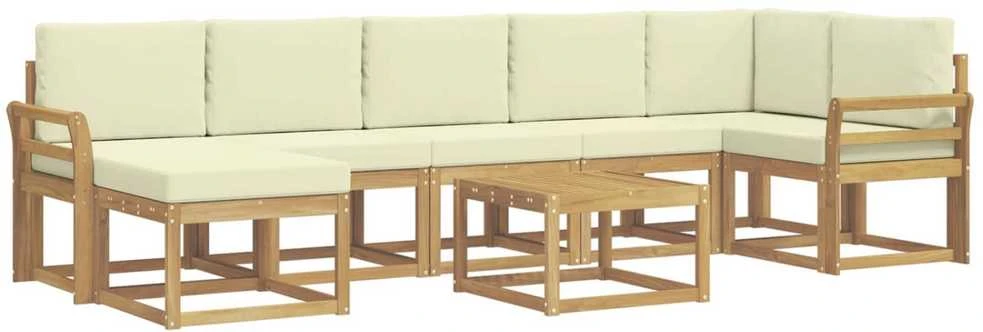Lauko sofos komplektas 8 vnt. Balta ir kreminė Poliesteris