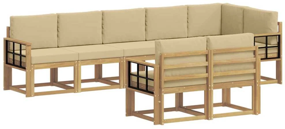 Lauko sofos komplektas 8 vnt. Balta ir kreminė Poliesteris