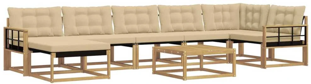 Lauko sofos komplektas 8 vnt. Balta ir kreminė