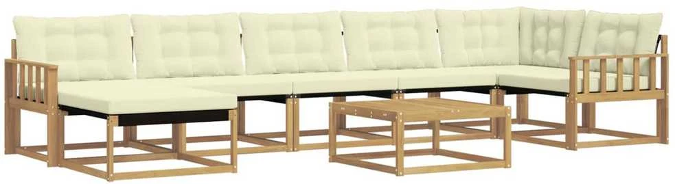 Lauko sofos komplektas 8 vnt. Balta ir kreminė