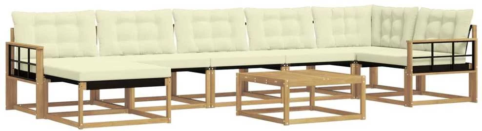 Lauko sofos komplektas 8 vnt. Balta ir kreminė