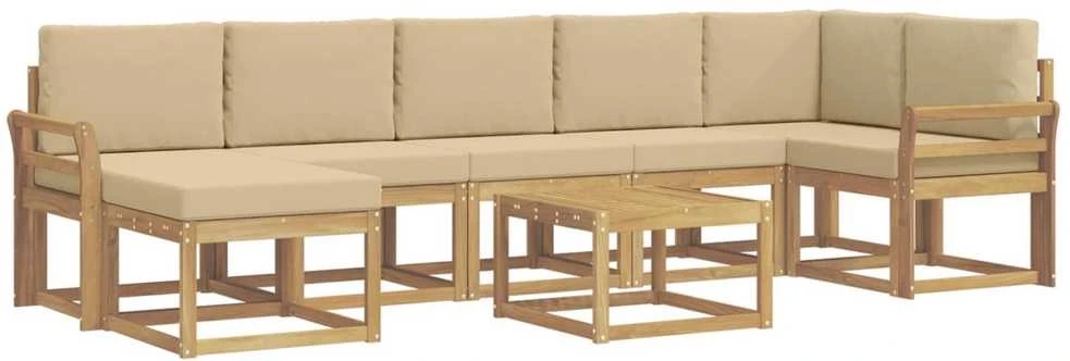 Lauko sofos komplektas 8 vnt. Balta ir kreminė Poliesteris