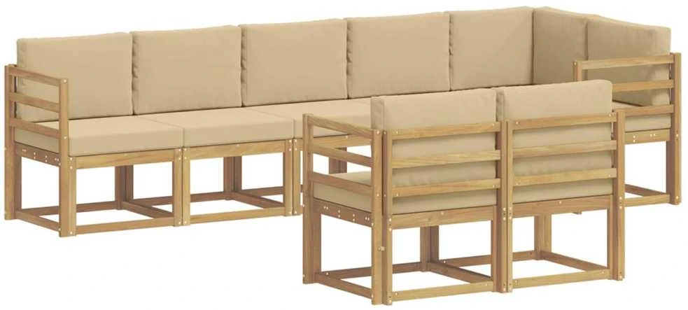 Lauko sofos komplektas 8 vnt. Balta ir kreminė Poliesteris