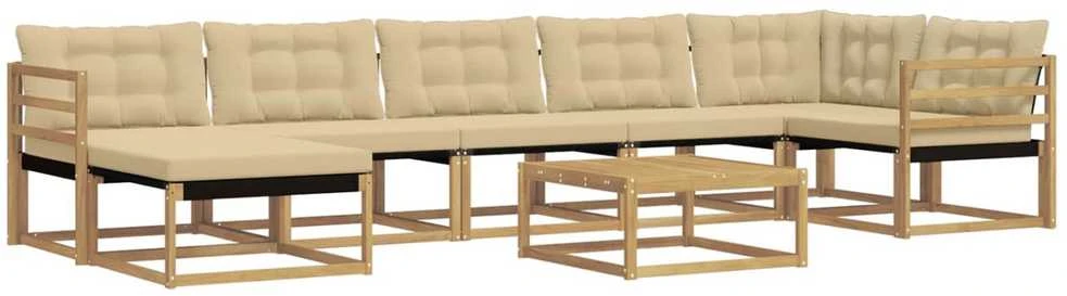 Lauko sofos komplektas 8 vnt. Balta ir kreminė