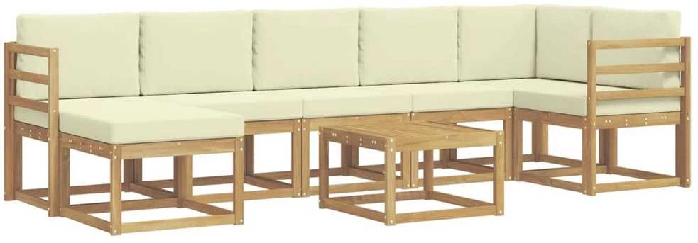 Lauko sofos komplektas 8 vnt. Balta ir kreminė Poliesteris