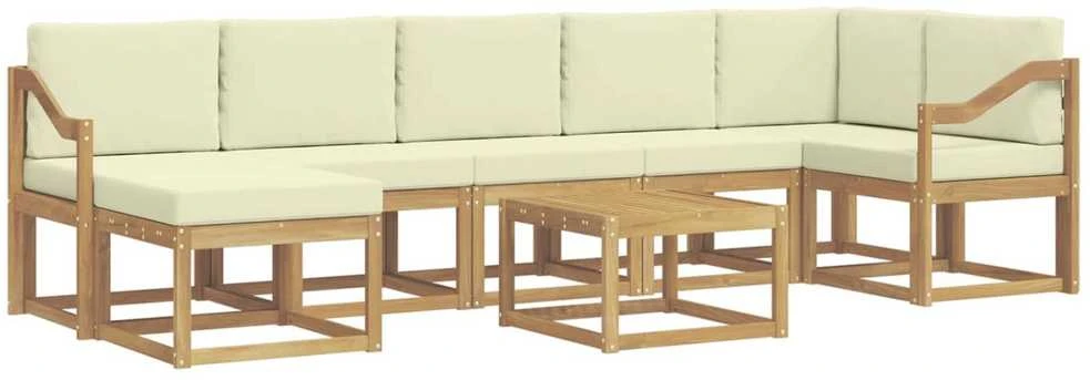 Lauko sofos komplektas 8 vnt. Balta ir kreminė Poliesteris