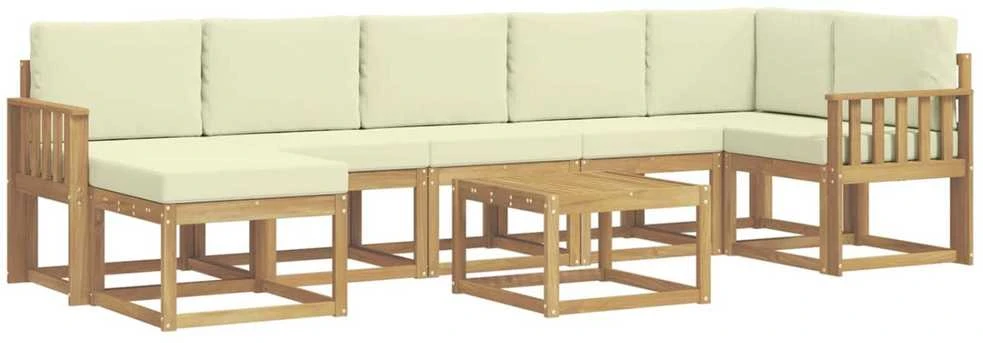 Lauko sofos komplektas 8 vnt. Balta ir kreminė Poliesteris