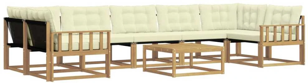 Lauko sofos komplektas 8 vnt. Balta ir kreminė