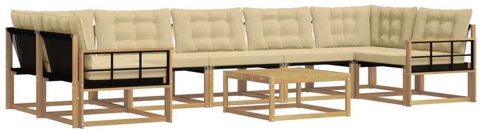 Lauko sofos komplektas 8 vnt. Balta ir kreminė