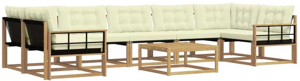 Lauko sofos komplektas 8 vnt. Balta ir kreminė
