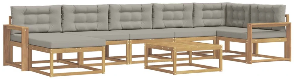 Lauko sofos komplektas 8 vnt. Balta ir šviesiai pilka