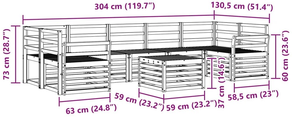 Lauko sofos komplektas 8 vnt. Balta Kietos akacijos mediena