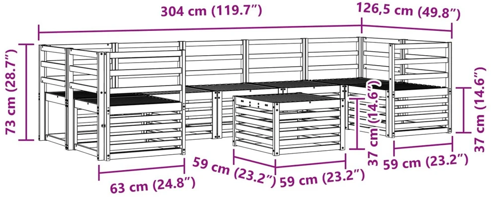 Lauko sofos komplektas 8 vnt. Balta Kietos akacijos mediena