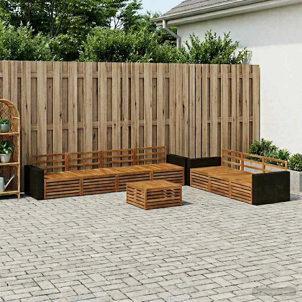 Lauko sofos komplektas 8 vnt. Natūrali Kietos akacijos mediena