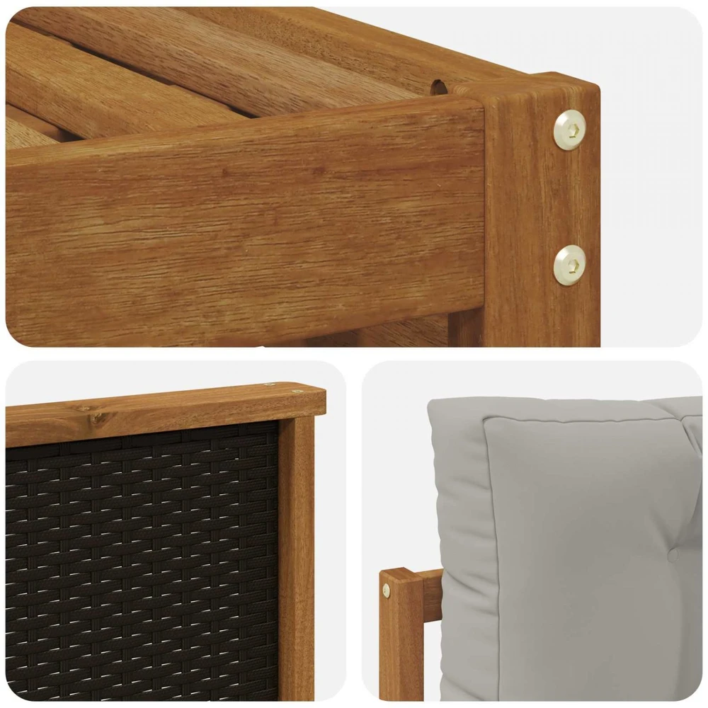 Lauko baldų komplektas Lauko sofos komplektas 8 vnt. Natūrali ir šviesiai pilka