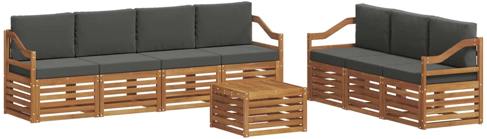 Lauko sofos komplektas 8 vnt. 7 vietos Natūralus ir antracitas