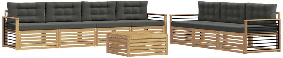Lauko sofos komplektas 8 vnt. 7 vietos Balta ir antracito