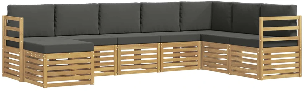Lauko sofos komplektas 8 vnt. 8 vietos Balta ir antracito