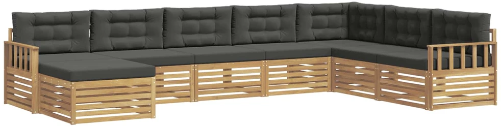 Lauko sofos komplektas 8 vnt. 7 vietos Balta ir antracito
