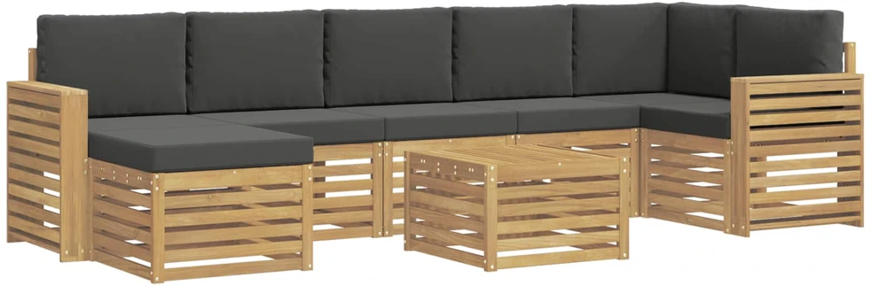 Lauko sofos komplektas 8 vnt. 8 vietos Balta ir antracito