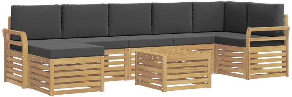 Lauko sofos komplektas 8 vnt. 8 vietos Balta ir antracito