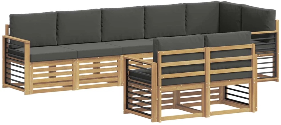 Lauko sofos komplektas 8 vnt. 8 vietos Balta ir antracito