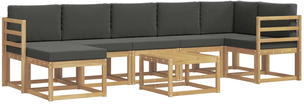 Lauko sofos komplektas 8 vnt. 7 vietos Balta ir antracito