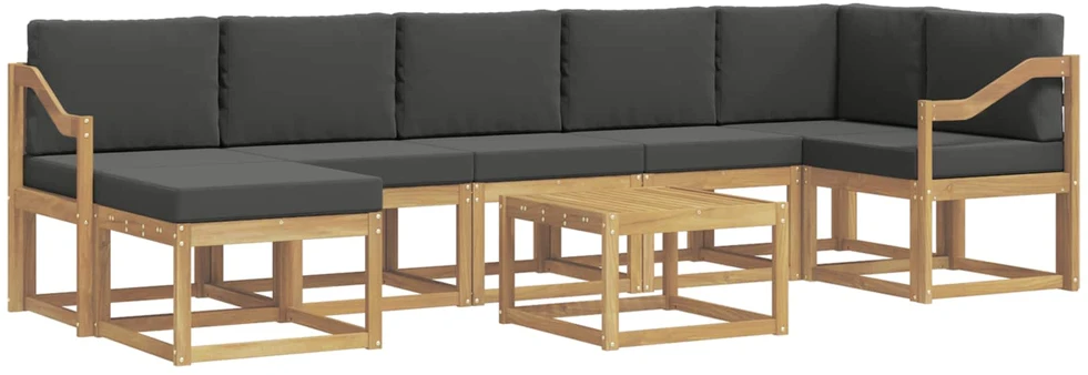Lauko sofos komplektas 8 vnt. 7 vietos Balta ir antracito