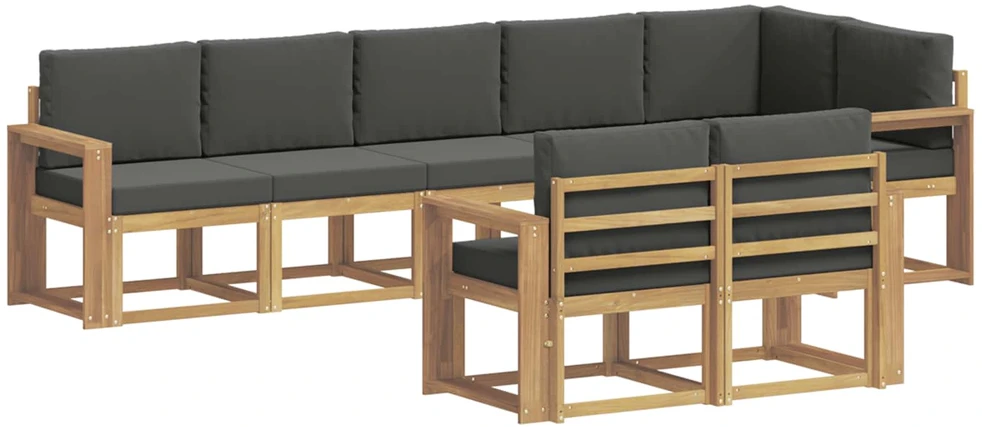 Lauko sofos komplektas 8 vnt. 8 vietos Balta ir antracito