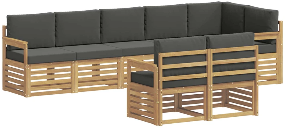 Lauko sofos komplektas 8 vnt. 8 vietos Balta ir antracito