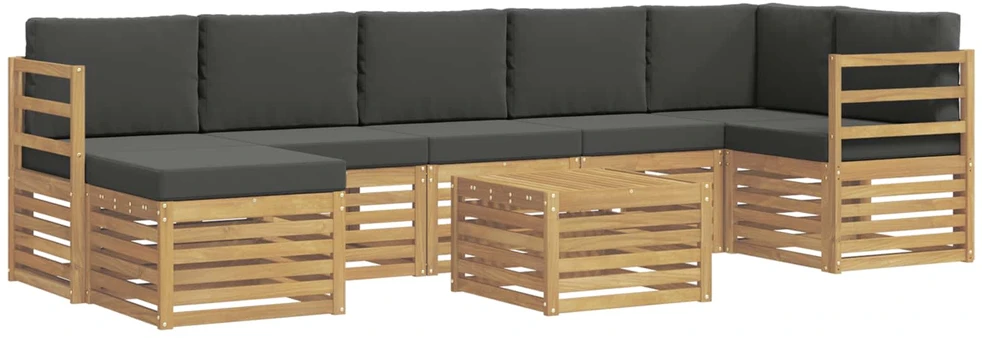 Lauko sofos komplektas 8 vnt. 8 vietos Balta ir antracito