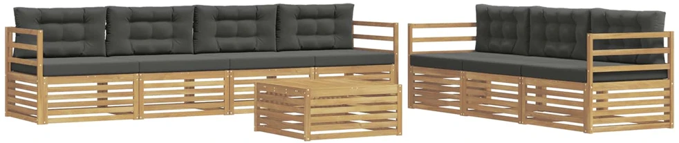 Lauko sofos komplektas 8 vnt. 7 vietos Balta ir antracito