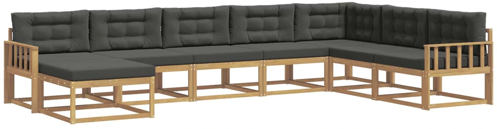 Lauko sofos komplektas 8 vnt. 8 vietos Balta ir antracito